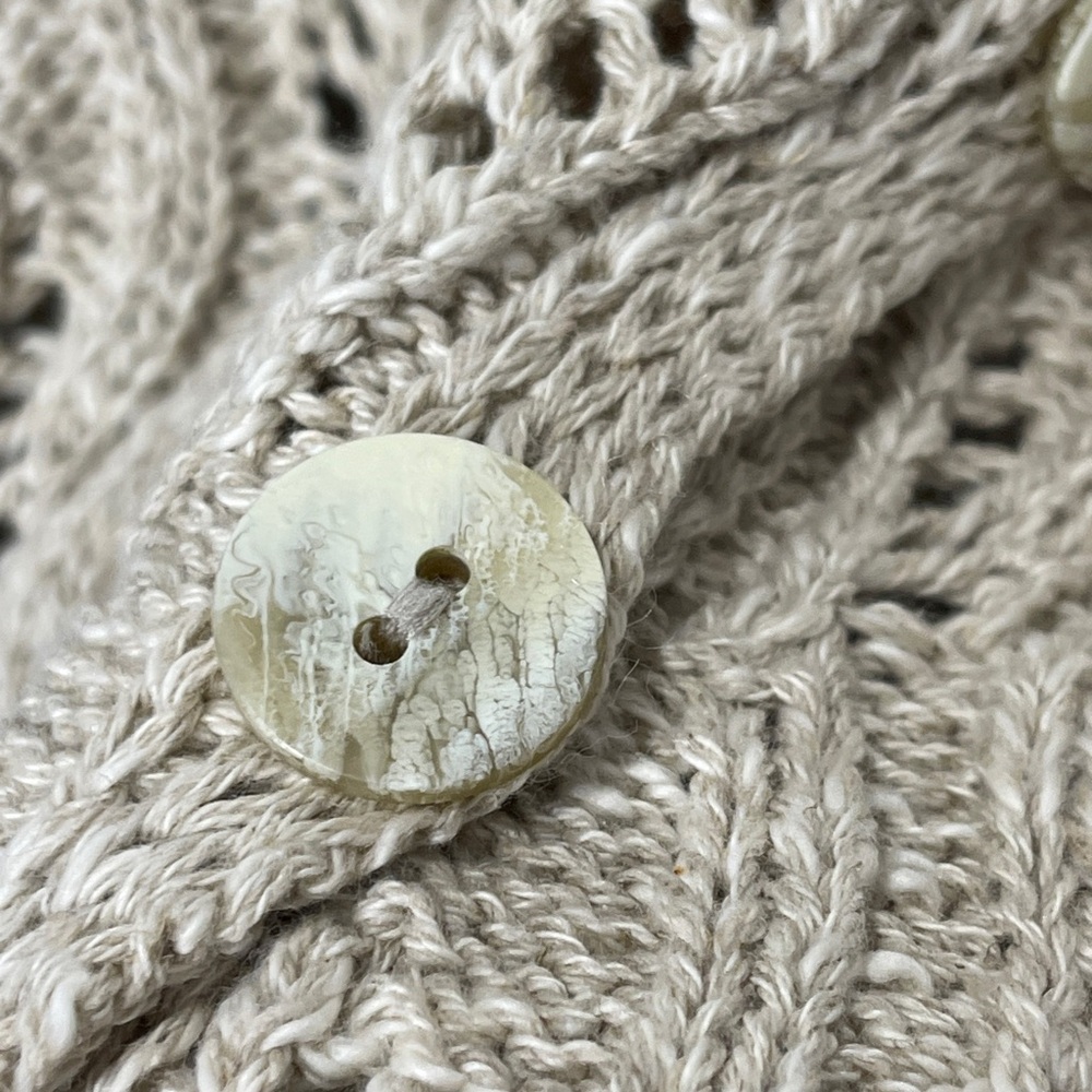 Aran Crafts Ireland Linen Blend Crochet Cardigan Sweater Cottagecore Lagenlook - Picture 5 of 7